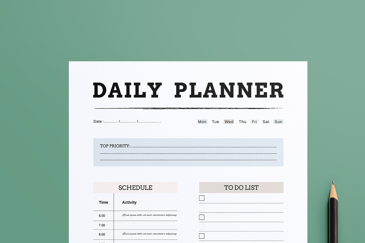 Daily Planner Layout
