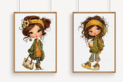 Retro Girls Clipart, an Illustration by Libby Wishes (Thumbnail 6 of 7)