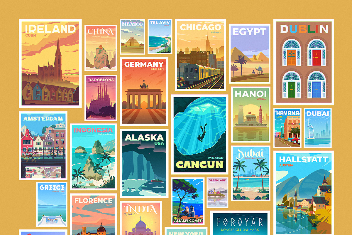75 Travel Posters. Amazing bundle., an Illustration by Red Monkey (Photo 4 of 13)
