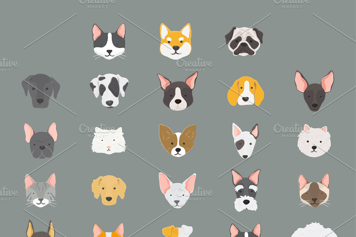 Cats and dogs icon collection, an Animal Illustration by rawpixel