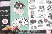 Funny Crochet Stickers Pack PNG, a Decorative Illustration by TheBlackCatPrints (Thumbnail 3 of 3)