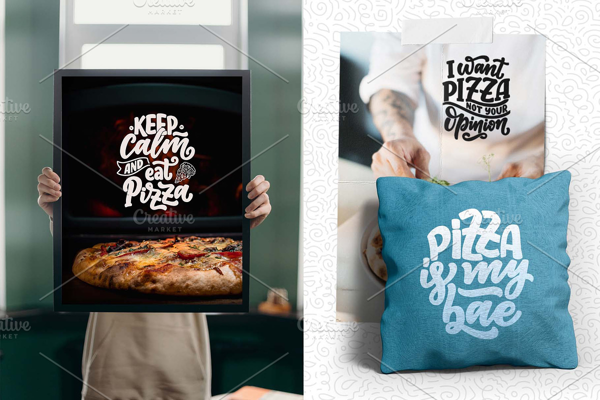 Pizza Lettering Quotes, a Decorative Illustration by Artlana (Photo 2 of 2)
