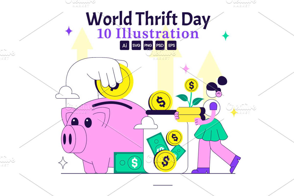 10 World Thrift Day Illustration, a Finance Illustration by denayunebgt (Photo 1 of 4)