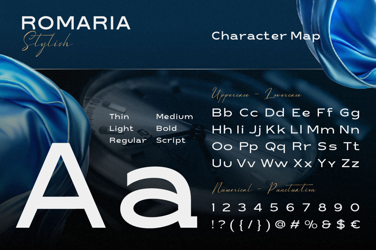 Romaria Stylish, a Sans Serif Font by Burntilldead (Photo 2 of 12)