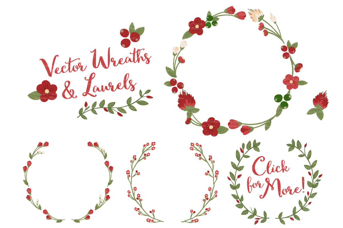 Christmas Vector Flower Wreaths, a Seasonal Illustration by Amanda Ilkov (Photo 3 of 3)