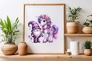 Watercolor Unicorn Gnome Clipart, a Seasonal Illustration by Craft Nest (Thumbnail 6 of 6)
