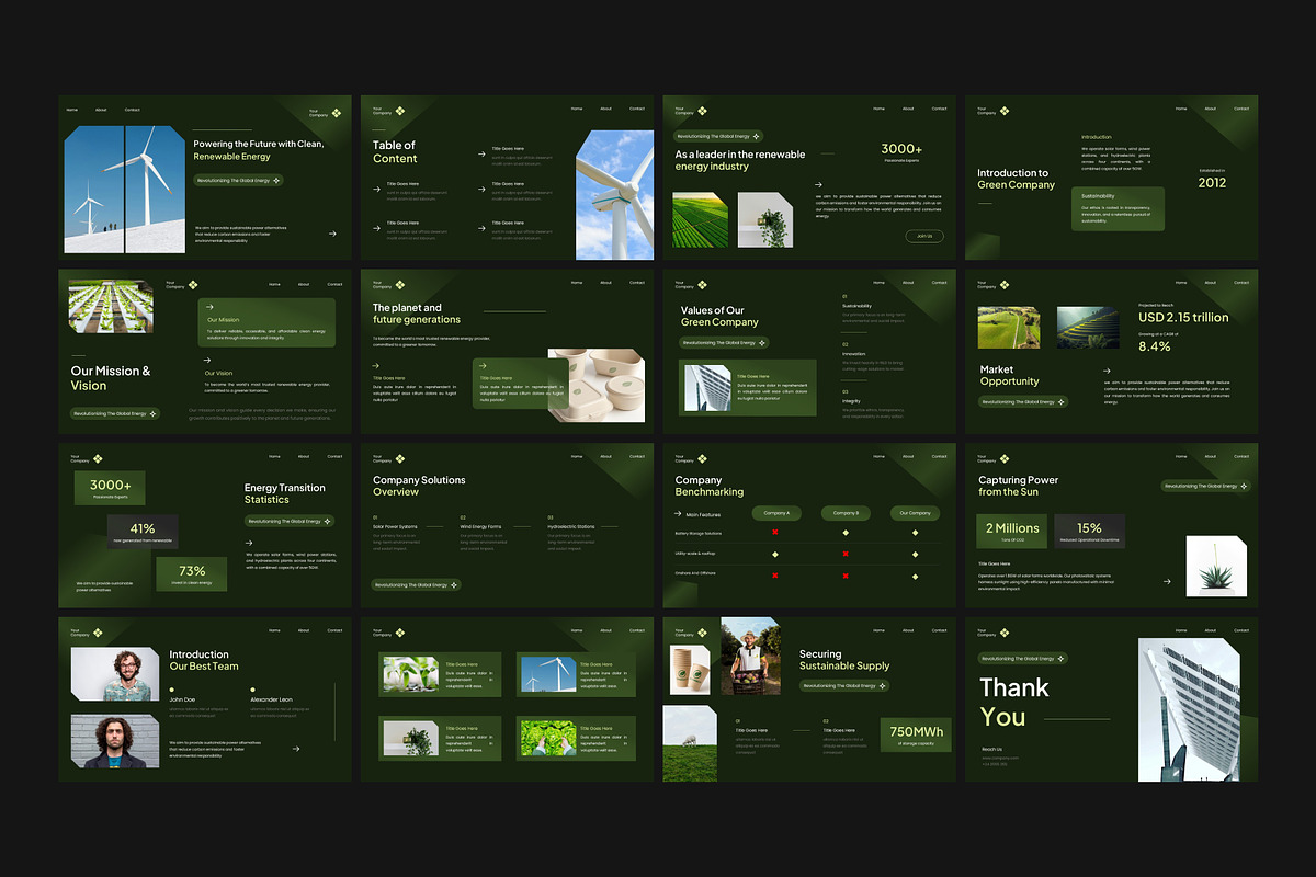 Minimalist Green Energy Company Deck, a Presentation Template by Eklip Studio (Photo 6 of 6)