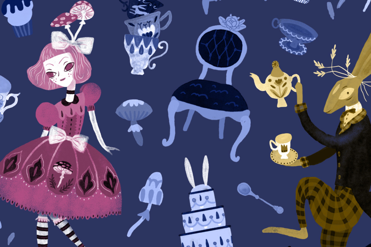 Mad Tea Party - Alice Digital Papers, a Pattern Graphic by Lilla Bölecz (Photo 3 of 6)