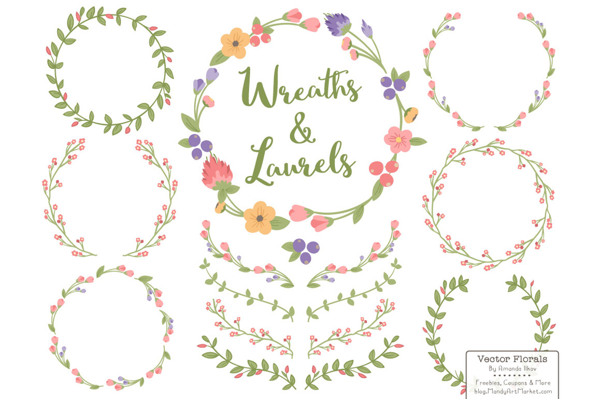 Wildflowers Vector Flower Wreaths, an Illustration by Amanda Ilkov (Photo 1 of 3)