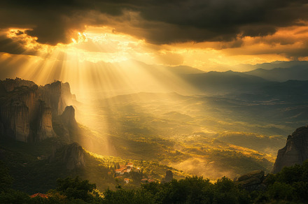 Majestic golden rays illuminate a se, a Photo by Iftikhar Alam