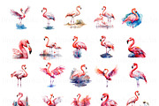 Flamingo Watercolour Clipart, an Animal Illustration by BrushstrokeArtGB (Thumbnail 2 of 9)