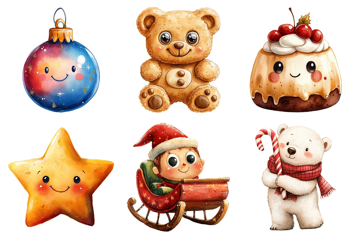 Cute Cartoon Christmas Clipart, an Illustration by Daily.Designs (Photo 5 of 5)