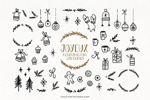 Joyeux Christmas Font & Clipart