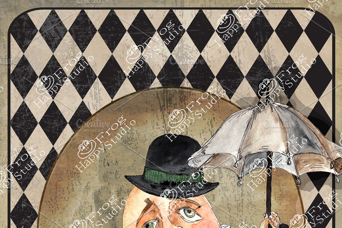 Alice in Wonderland Humpty Dumpty, a Decorative Illustration by Arevka