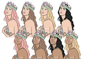 Mermaid Girls Сliparts, a Person Illustration by GlamArtZhanna (Thumbnail 2 of 4)