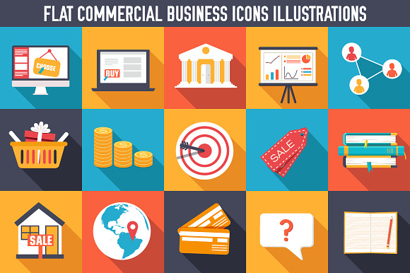 Set Flat Commercial Business Icons