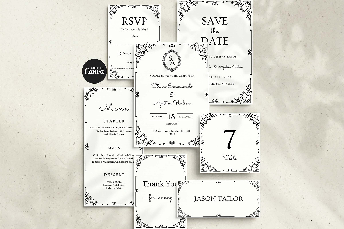 Elegant Black Wedding Suite, an Invitation Template by Arslan (Photo 1 of 4)