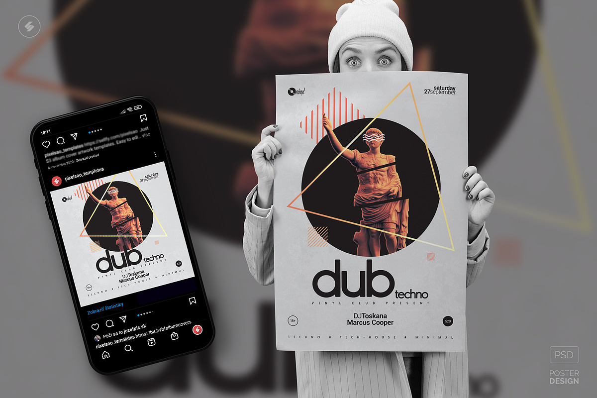 Dub Techno Party Flyer, Event Poster, a Flyer Template by pixelsao