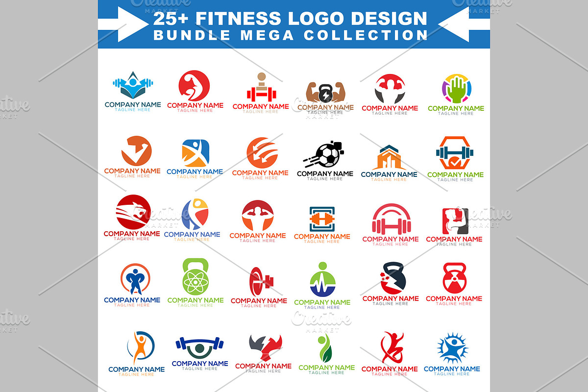 25+ Fitness Logo Design Mega Bundle, a Branding & Logo Template by ArmanHossen75