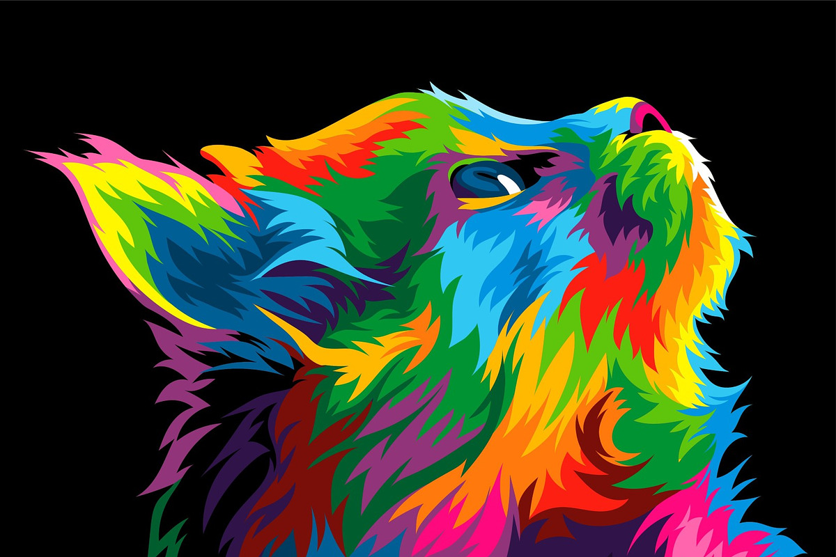 Cat colorful rainbow vector artwork, an Animal Illustration by weervector (Photo 2 of 2)