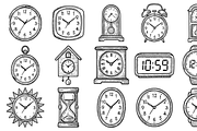 Clocks Timepieces Sketch Pack, an Object Graphic by nikagraphic (Thumbnail 1 of 3)
