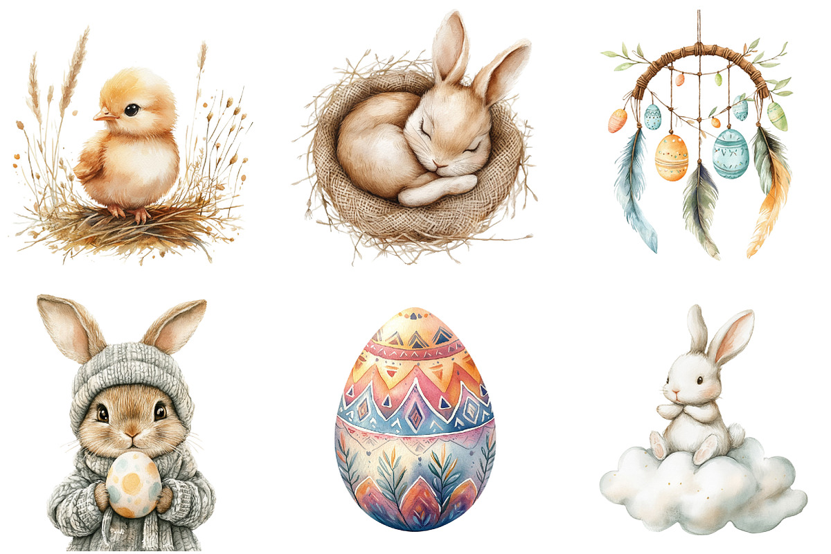 Boho Easter Clipart, an Illustration by DreamArtGraphic (Photo 3 of 4)