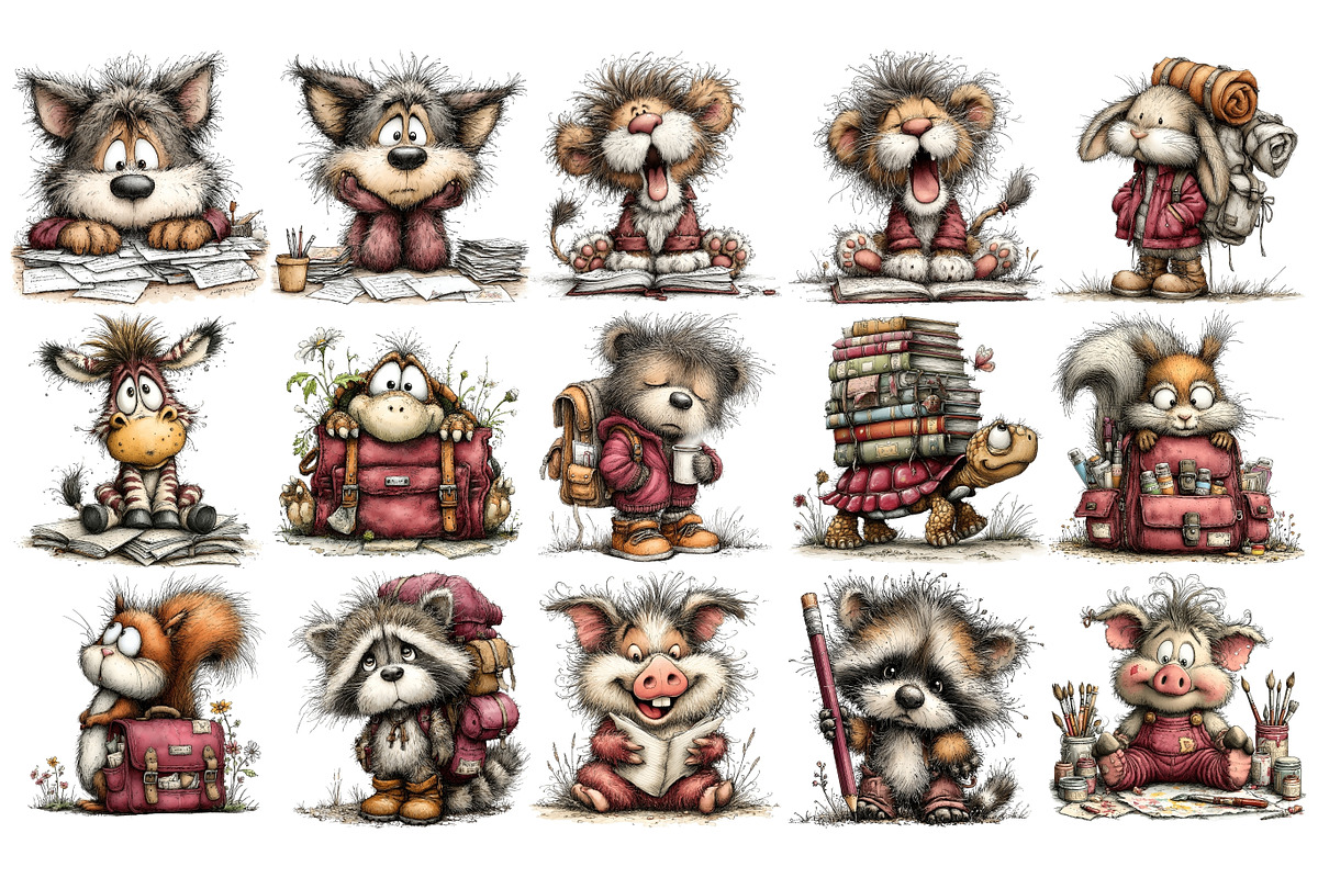 Back To School Animals Clipart, an Education Illustration by Nicolle's Colorful Art (Photo 2 of 4)