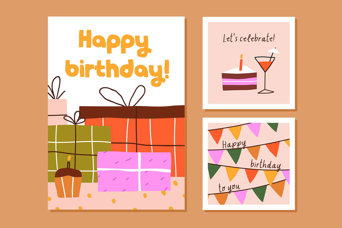 Happy birthday cards designs set, an Object Illustration by Good Studio (Photo 11 of 17)