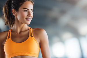 Fit young woman in orange sports bra, a Sports & Recreation Photo by MistyDay