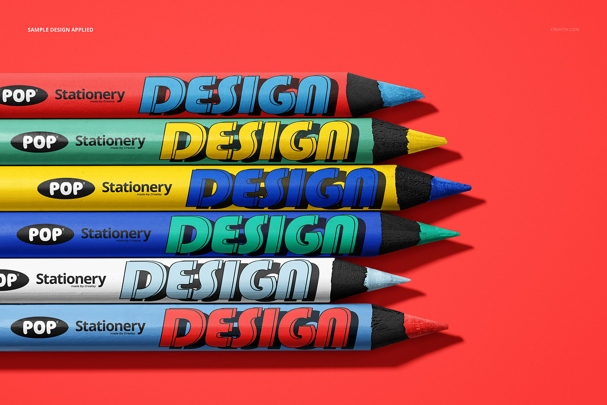 Flat Lay of Colored Pencils Mockup, a Pens & Pencil Mockup by creatsy5 (Photo 4 of 5)