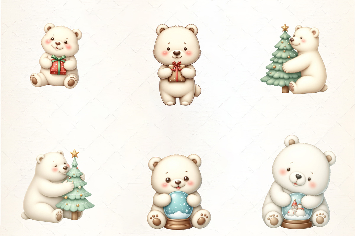 Christmas Polar Bear Clipart, an Illustration by CrexoraLab (Photo 2 of 5)