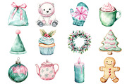 Pink & Mint Christmas Clipart, an Illustration by Daily.Designs (Thumbnail 3 of 3)