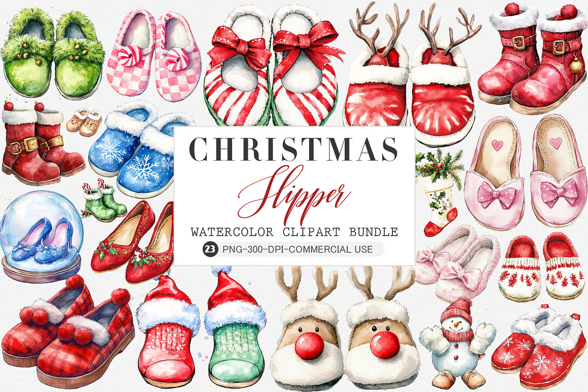 Christmas Slipper Clipart, an Illustration by SinaCreation (Photo 1 of 5)