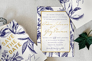 Gold & Navy Wedding Invitation Suite, an Invitation Template by BlueRobinDesignShop (Thumbnail 1 of 7)