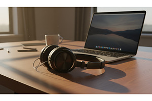Black headphones lie on a wooden, a Technology Photo by Igor Tichonow