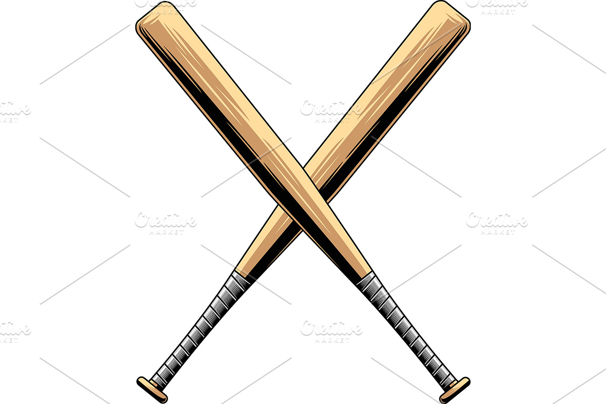 Crossed Baseball Bat, an Illustration by HitToon