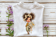 Floral Girl PNG Clipart Set, an Illustration by OK Design (Thumbnail 5 of 6)
