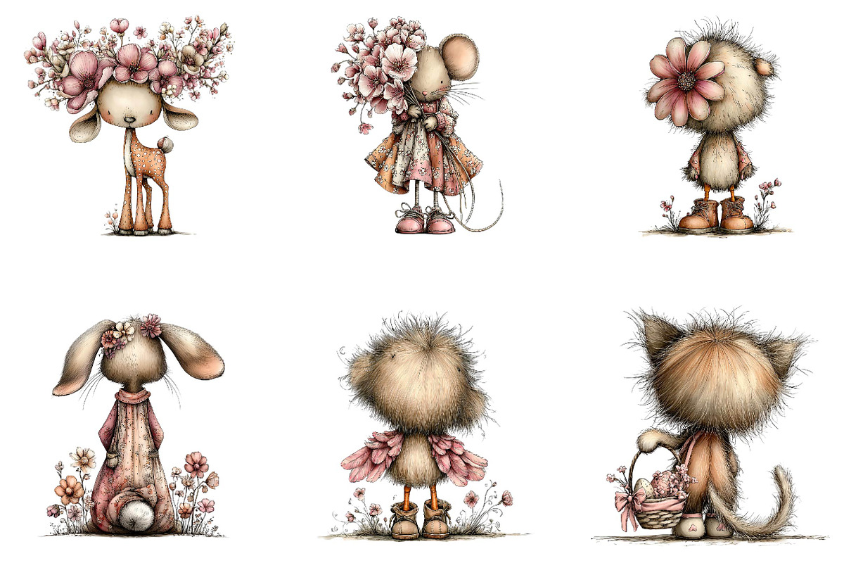 whimsical Spring Back View Animal, an Illustration by CreationArt (Photo 3 of 7)