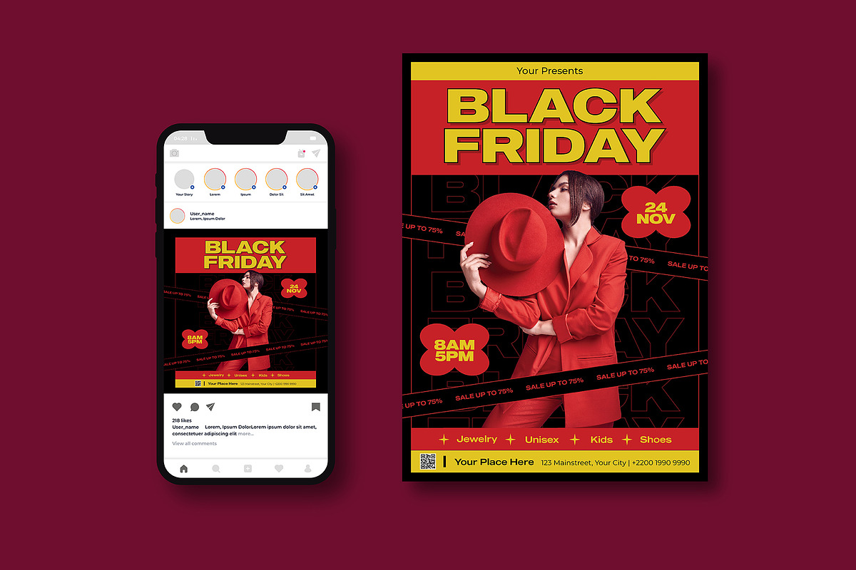 Black Friday Sale Flyer, a Flyer Template by iDoodle Studio