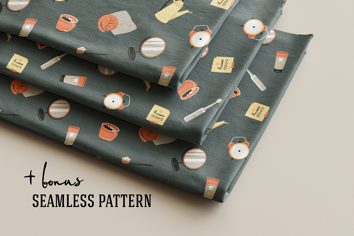 13 Morning Routine + 1 Pattern, an Object Illustration by helenreveur (Photo 2 of 3)