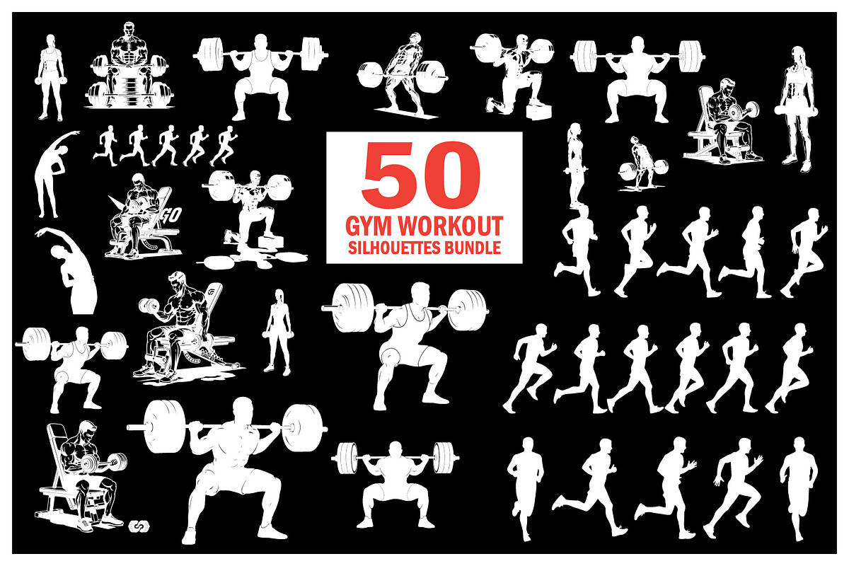 Gym Workout Silhouettes Bundle | Wei, an Object Graphic by balal (Photo 4 of 5)