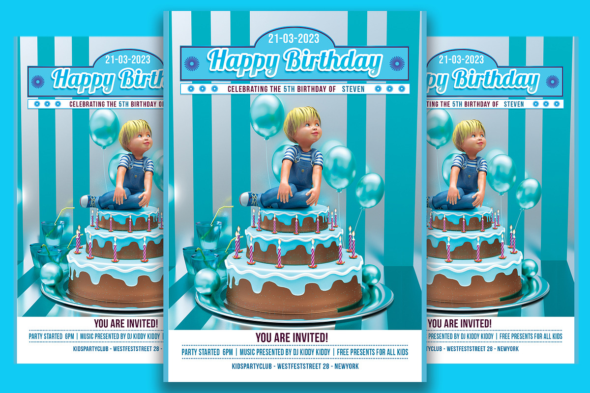 Happy birthday party boy, a Flyer Template by Art and Flyers