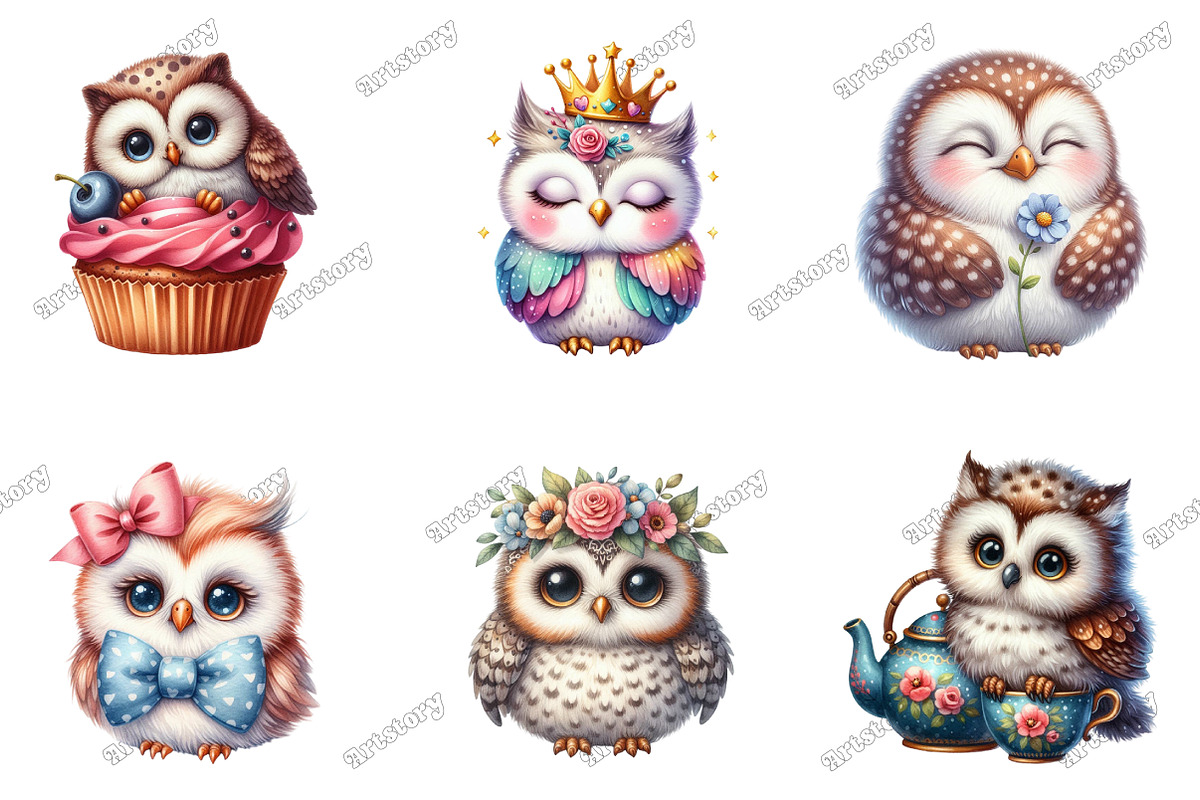 Cute Little Owl Clipart Sublimation, an Illustration by designcity5 (Photo 2 of 5)