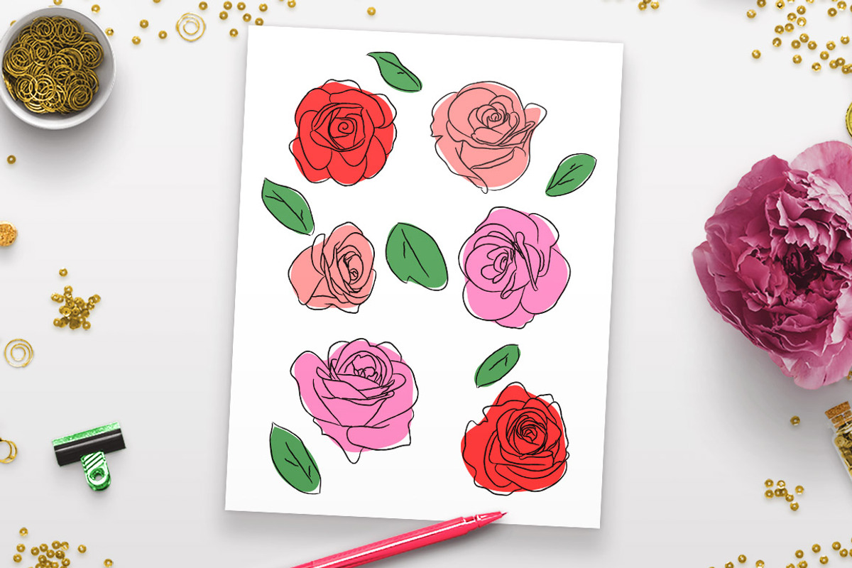 Sketch Roses Clipart, an Illustration by The Digital Download Shop (Photo 2 of 4)