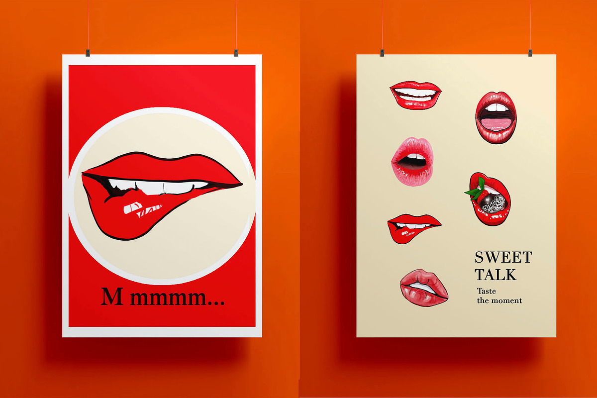 Sexy Red Lips Clipart – PNG Set, a Decorative Illustration by NatArt (Photo 11 of 15)