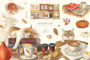 Autumn Cafe watercolor, a Seasonal Illustration by LiChu Art (Thumbnail 1 of 9)