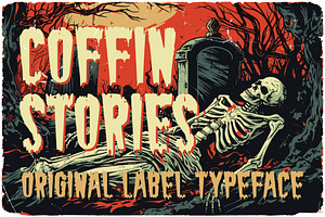 Coffin Stories label font
