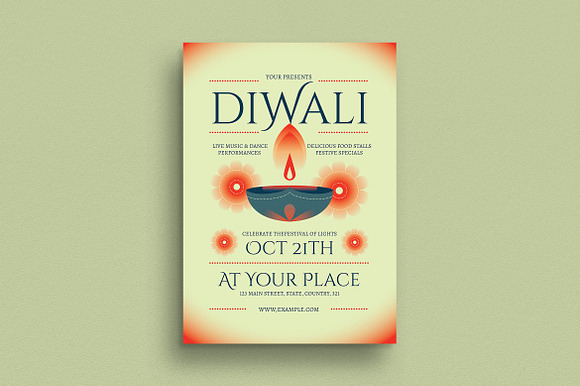 Green Modern Diwali Event Flyer preview 4