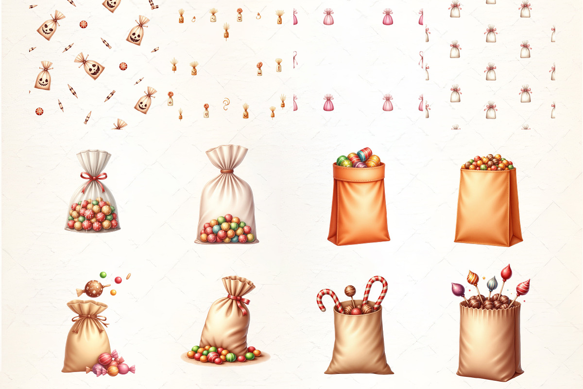 Halloween Candy Bag Pattern Clipart, an Illustration by CrexoraLab (Photo 2 of 5)