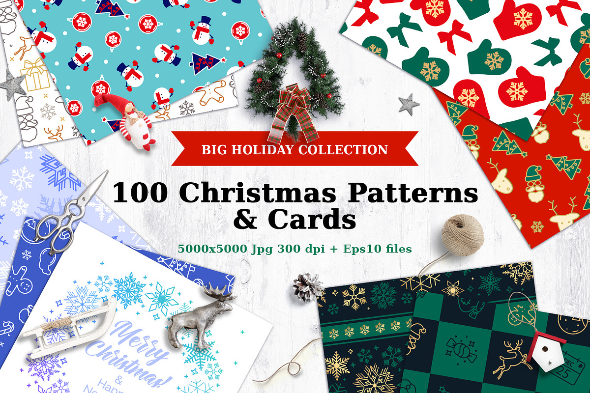 100 Christmas Patterns and Cards, a Pattern Graphic by ARg Design (Photo 1 of 2)